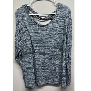Lane Bryant Womens Plus Size 22/24‎ Metallic Shimmer Strappy Back Knit Top Grey